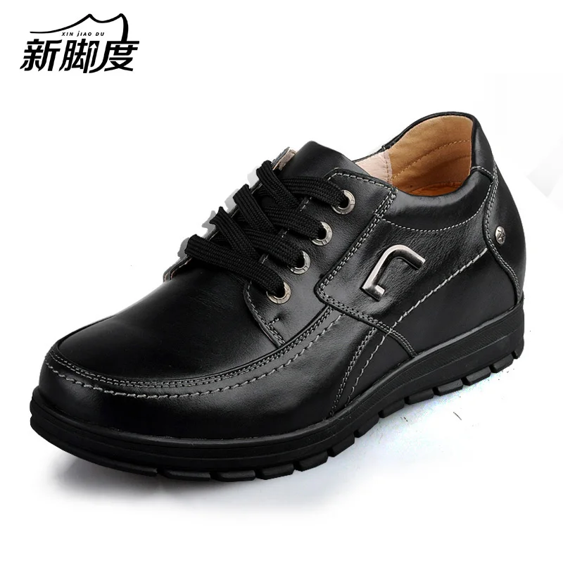 X577-2 Comfortable Black Calfskin Height Increasing Elevator Shoes in Hidden Insoles Heels Grow Man Taller 7CM Invisibly | Обувь