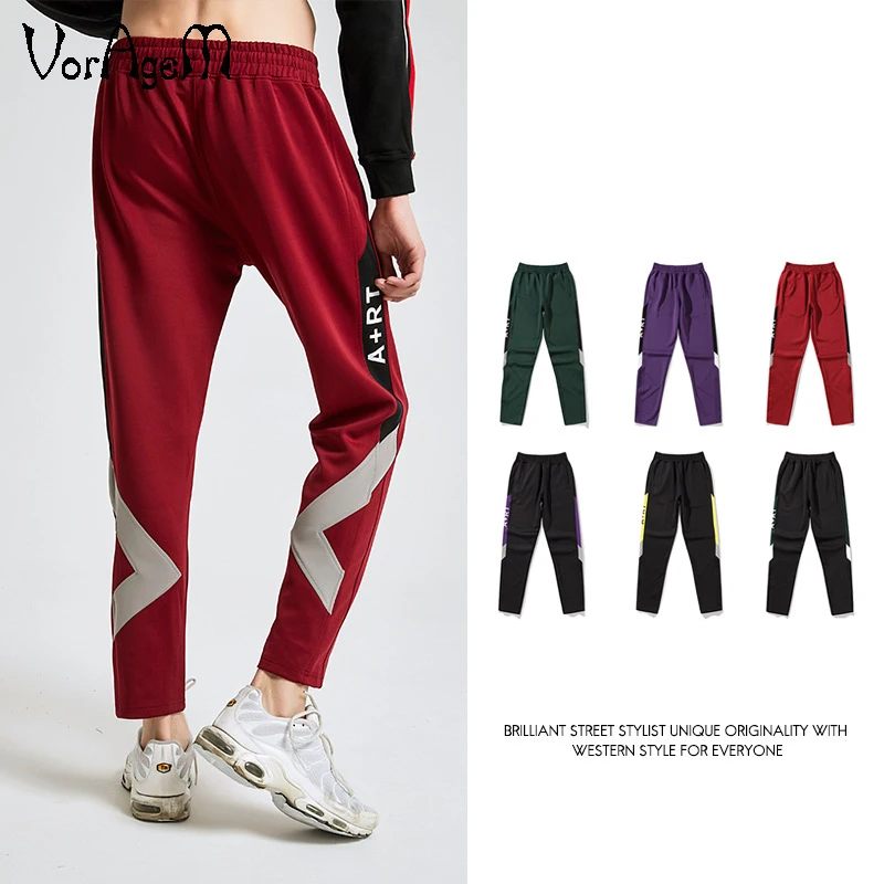 

2018 Men's Fashion Letter Spliced Sweatpants Male HipHop Trousers Casual Jogger Pants Multicolor Stripes Streetwear Track Pants