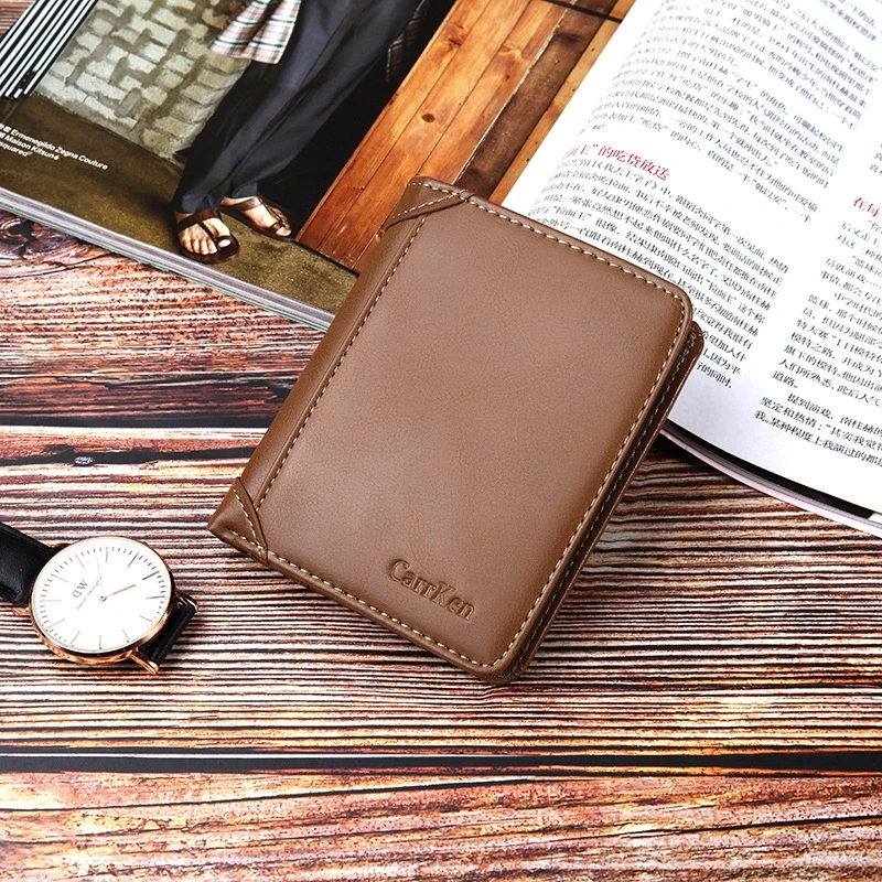 Мужской кошелек в европейском и американском ретро стиле короткий кожаный