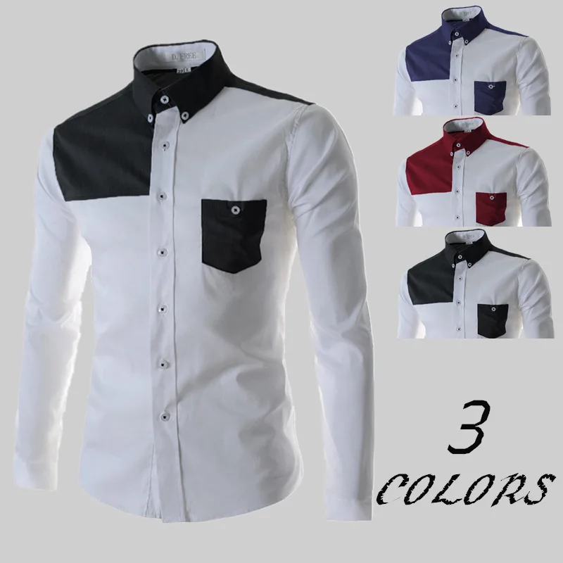 

2017 the new version of Korean men's personality tailoring color long sleeved shirt wholesale trade sleeve men dress shirts 20