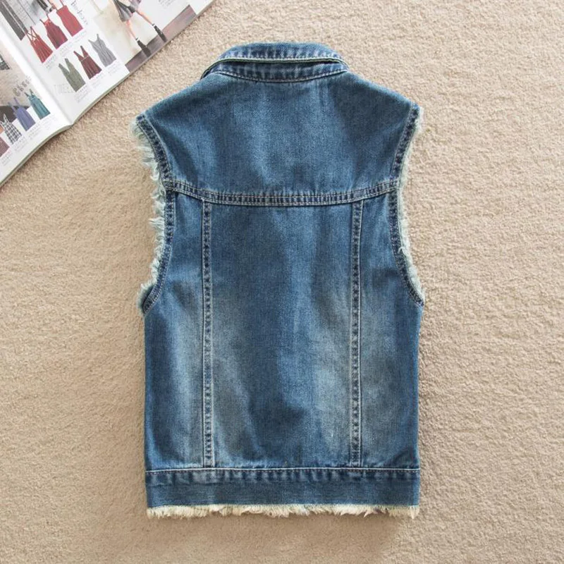 Женский блейзер винтажный без рукавов с карманами|denim vest women|brand womenvest women |
