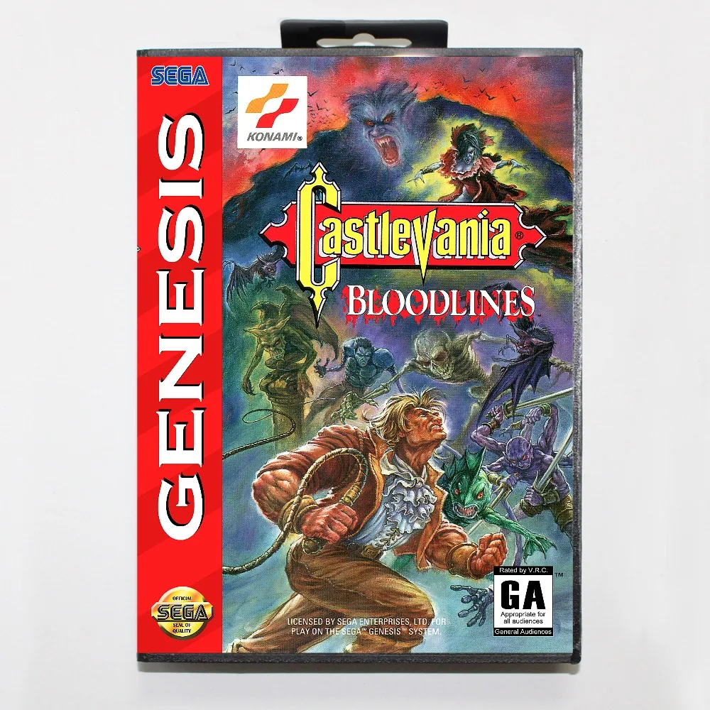 Castlevania Bloody Lines 16-битная игровая карта MD с розничной коробкой для Sega Genesis &amp Mega Drive |