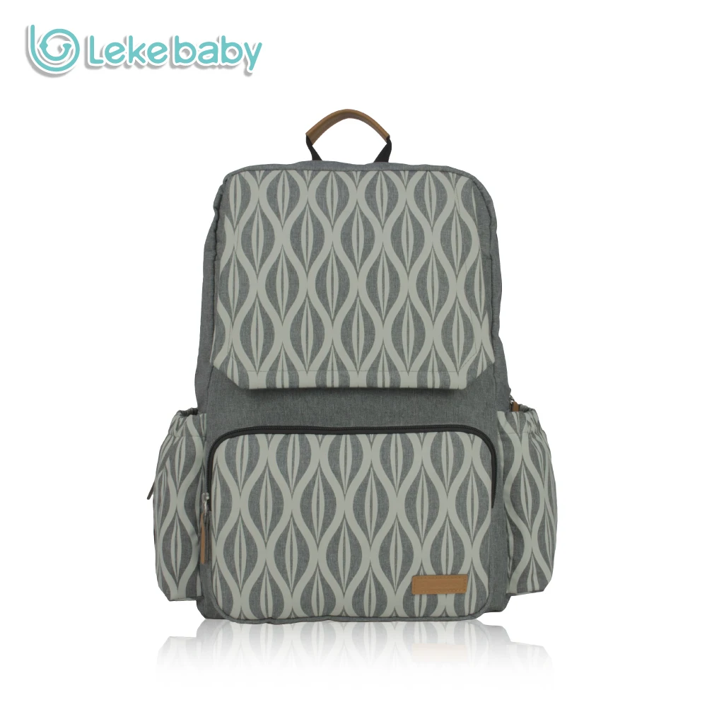 Textile Printing Designer Diaper Bag Large Capacity Dad and Mom Backpack for Baby Stroller Maternity Nursing Changing Mummy Bag