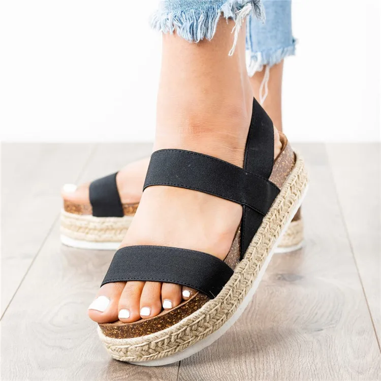 Летние босоножки на платформе; коллекция года; Модные женские сандалии-гладиаторы; обувь на танкетке; женские повседневные Эспадрильи на высоком каблуке; sandalias mujer