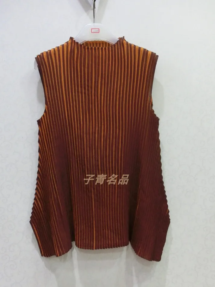 Changpleat летняя коллекция новые женские полосатые футболки Топы miяк плиссированные