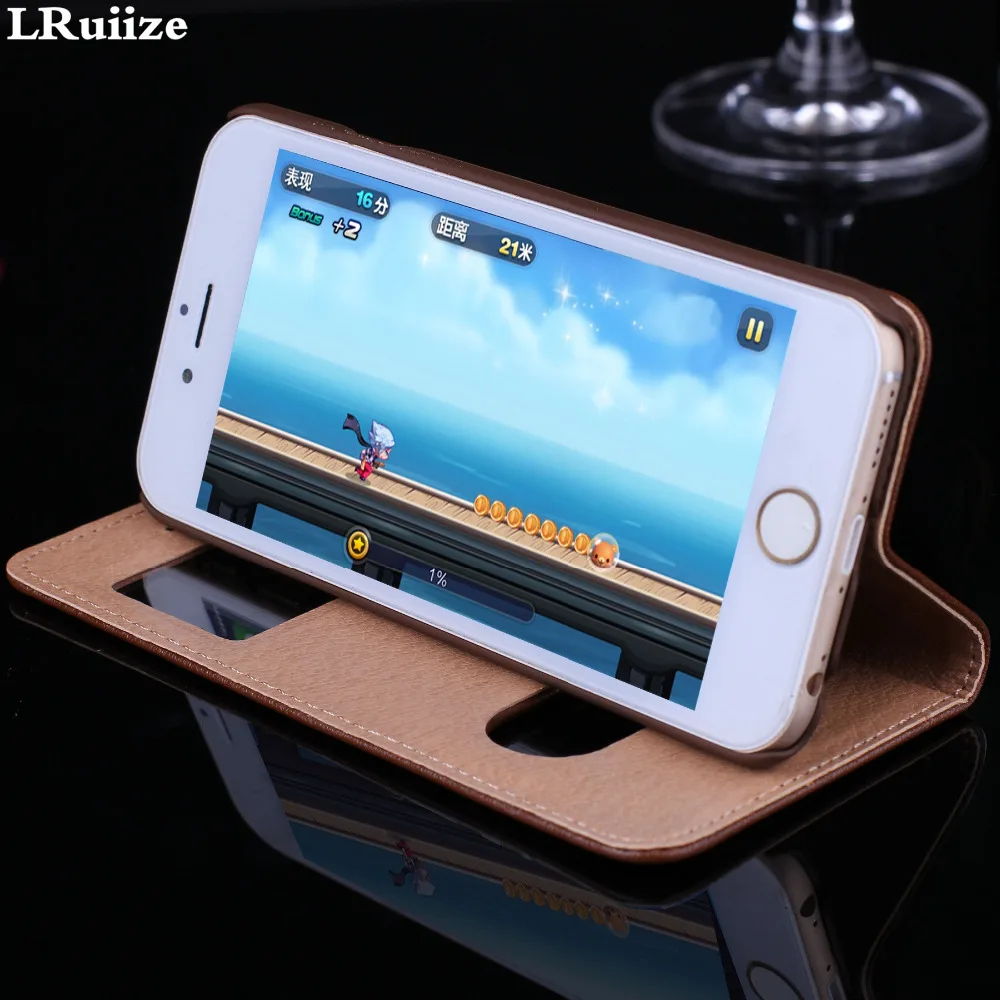 LRuiize роскошный Ультратонкий чехол книжка из натуральной бычьей кожи для iphone 6s 6 Plus