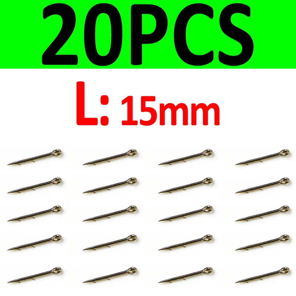 L 20pcs 15mm Bimoo 20 шт., 7 мм, 10 мм, 15 мм, Высокоуглеродистая сталь, шпильки для бойлов, ловли карпа, рыболовные снасти, аксессуары, размеры s, m, l - Цвет: L 20pcs 15mm