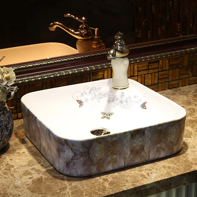

Jing Yan art basin Chinese wind wash square stage basin character hotel project