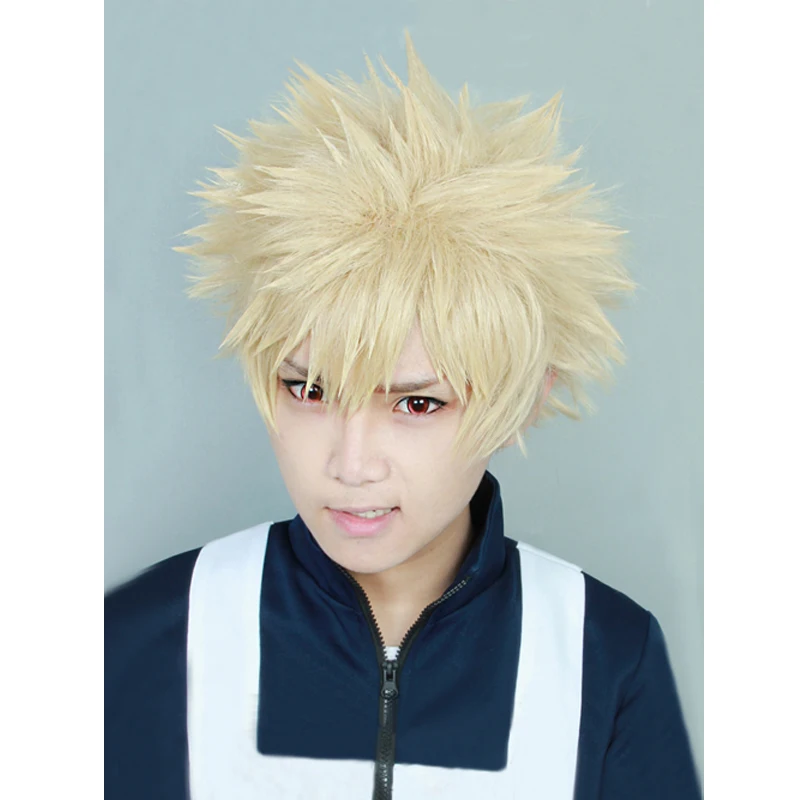 

My Boku no Hero Academia Bakugou Katsuki Bakugo Short Light Blonde Heat Resistant Synthetic Fluffy Layered Cosplay Costume Wig