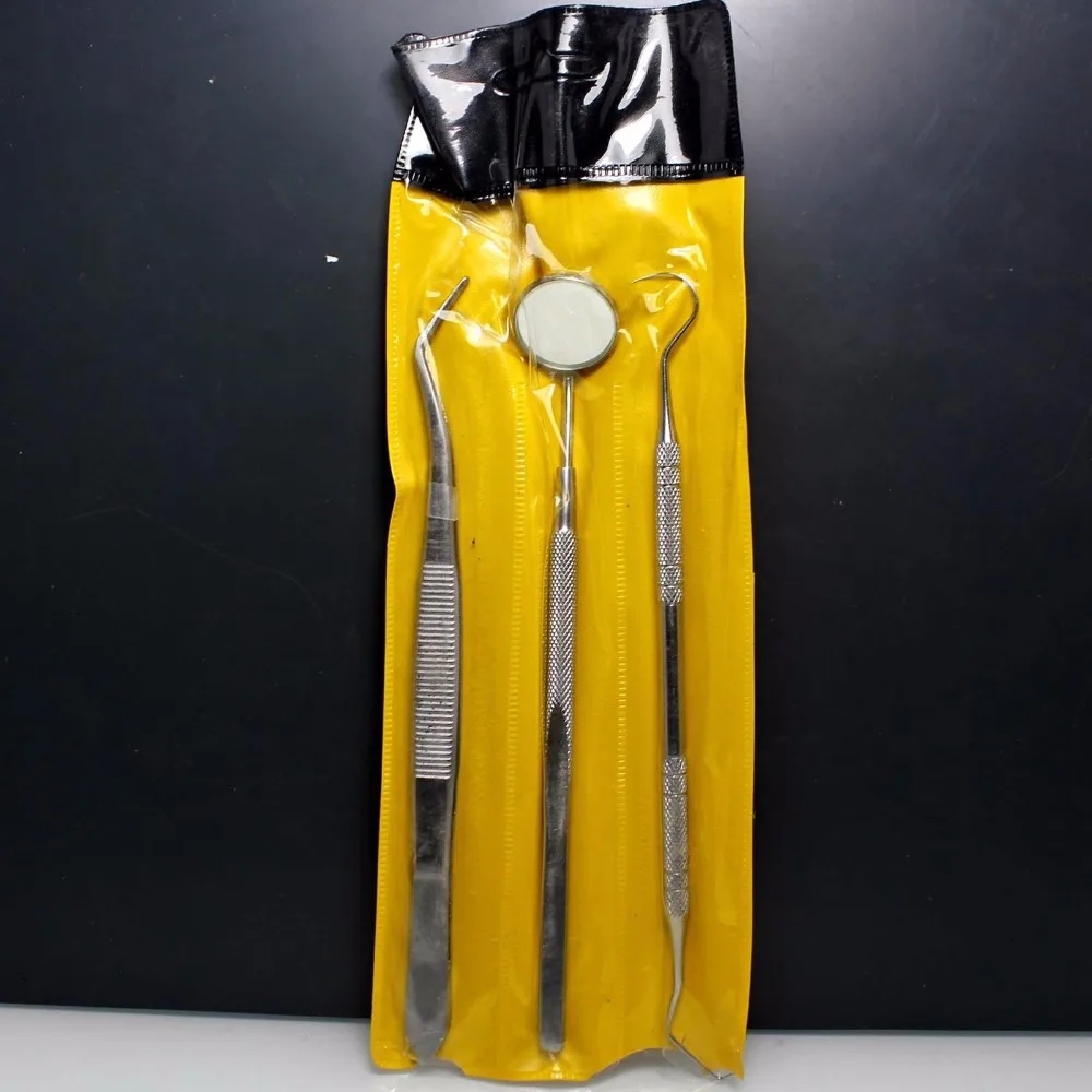 3 Pcs/Set Basic Dental Instruments Set Examination Mirror+Explorer Probe+College Cotton Plier |