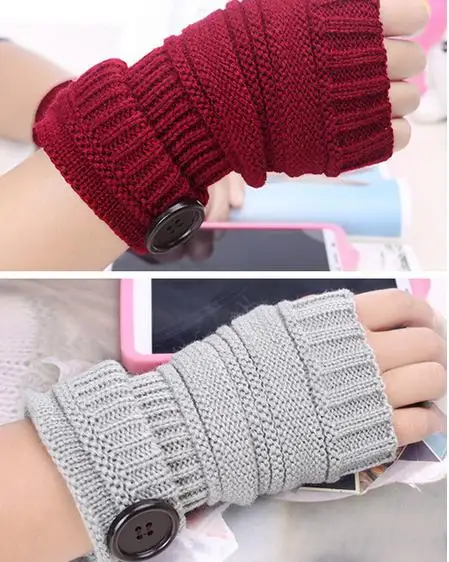 2016 New Winter Warm Gloves fashion Femail Button Gloves 8 Color Wholesale 10Pairs/LOT Free Shipping