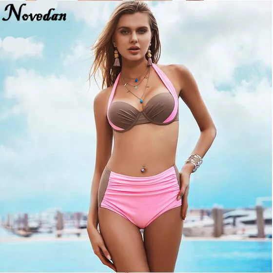 2017 Новый сексуальный супер пуш-ап Холтер с высокой талией бикини размера плюс