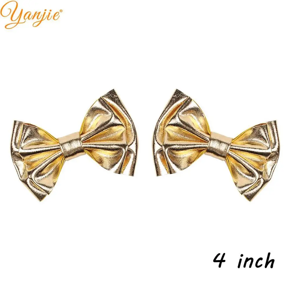 4 inch 1 комплект, золотистые металлические двухслойные заколки для волос для девочек, детские 4 ''бабочка для волос с блеском для повязки на голову,, летние аксессуары для волос - Цвет: 4 inch