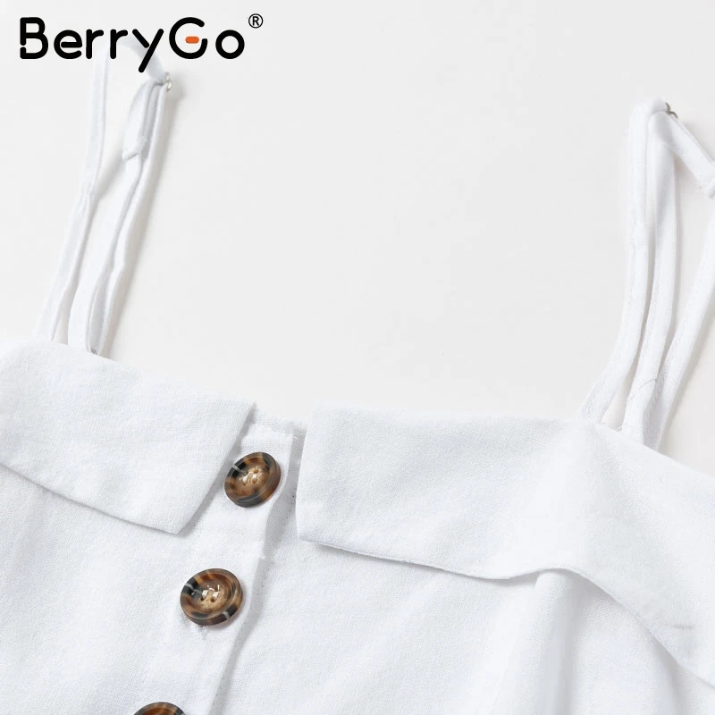 BerryGo элегантный Пояс Ремень Летний комбинезон Женщины Спагетти кнопка для