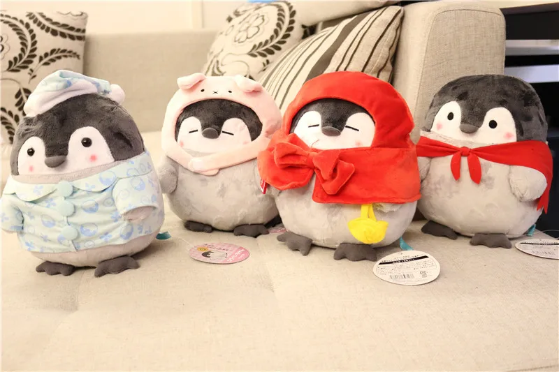 1 шт. японские Kawaii мягкие игрушки положительный энергетический пингвин плюшевые куклы маленькая девочка кролик шляпа игрушечный пингвин куклы 25 см