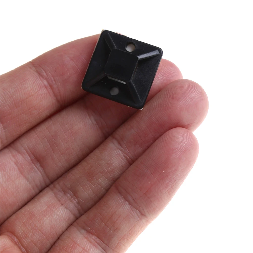 

100pcs/pack Self Adhesive Cable Wire Zip Tie 20mmx20mm Mounts Mounting Base Clamps Clip