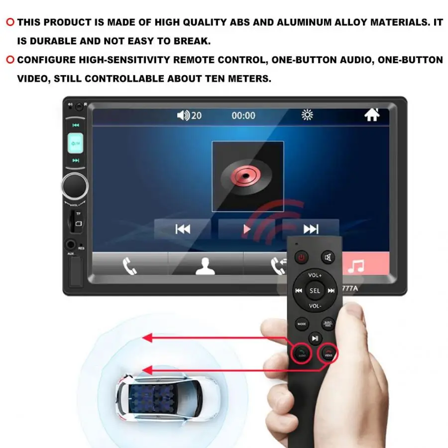 777A 7 &quotHD емкостный экран с управлением автомобильный MP5 MP4 плеер BT громкая связь