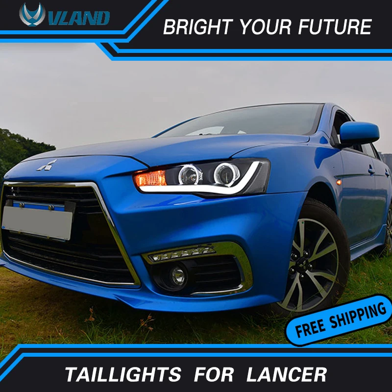 Светодиодная лента Автомобильная передняя фара для Mitsubishi Lancer фары двойной Halo angel eyes Головной фонарь проектор