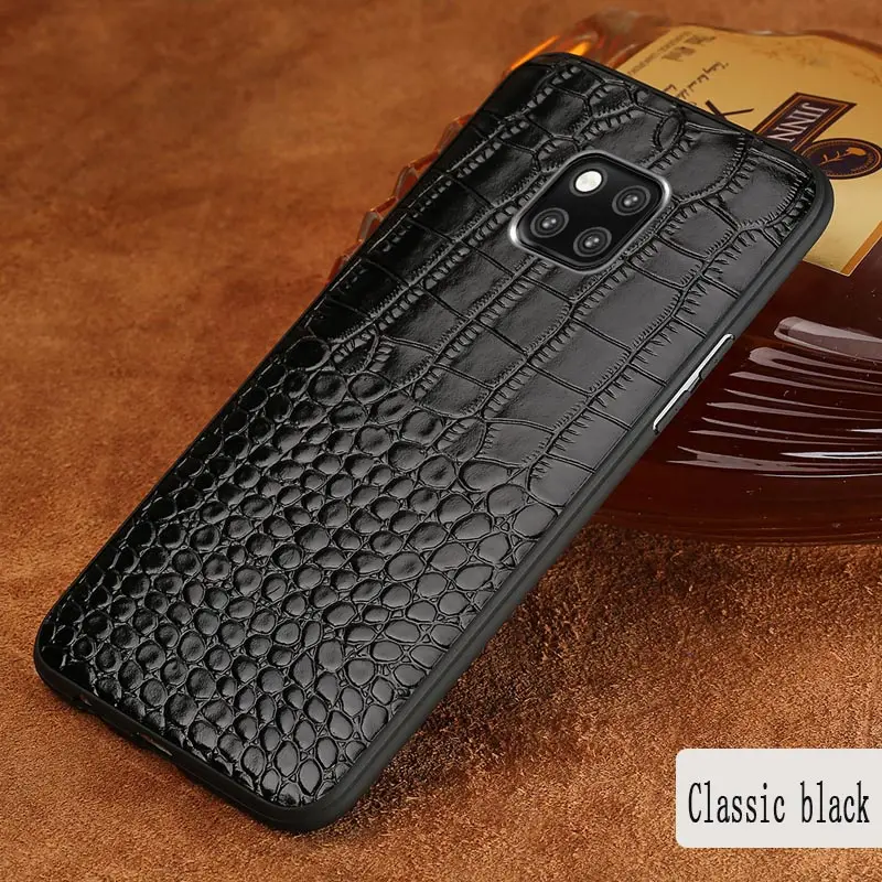 black Натуральная кожа Роскошный чехол для телефона для huawei mate 20 30 p20 P30 Pro lite y7 y9 чехол для Honor 10 20i V20 20 Pro 8x 9X - Цвет: black