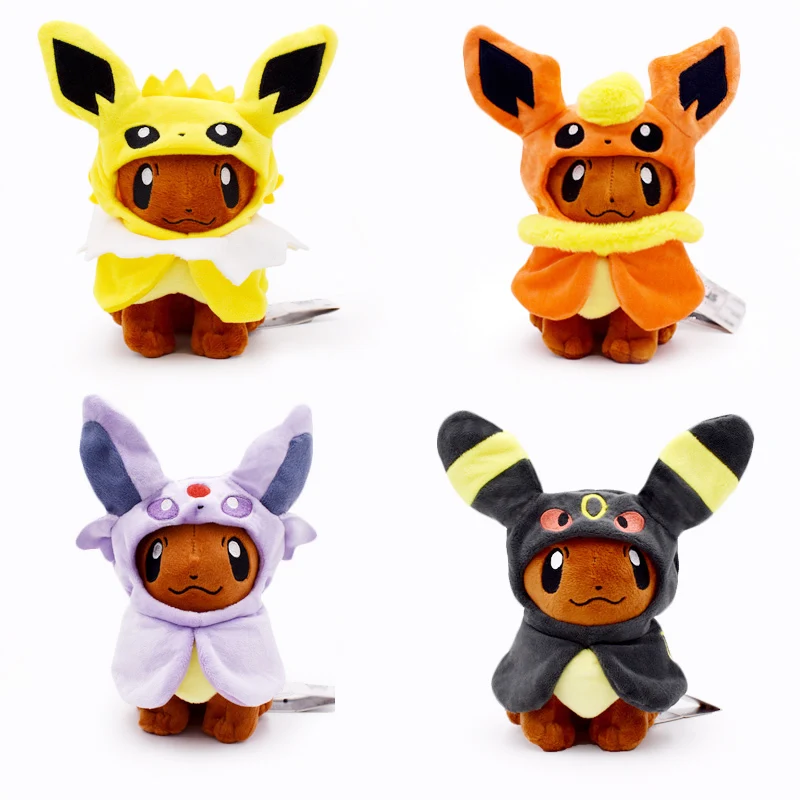 19 22 см 4 Stijlen Eevee Pluche Poppen Jolteon Umbreon Flareon brion Косплей Zachte Knuffels Бесплатная