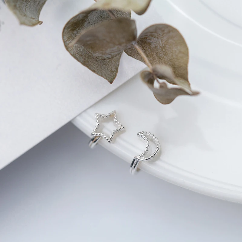 Новые поступления реальные S925 стерлингового серебра Earcuff ухо с изображением луны