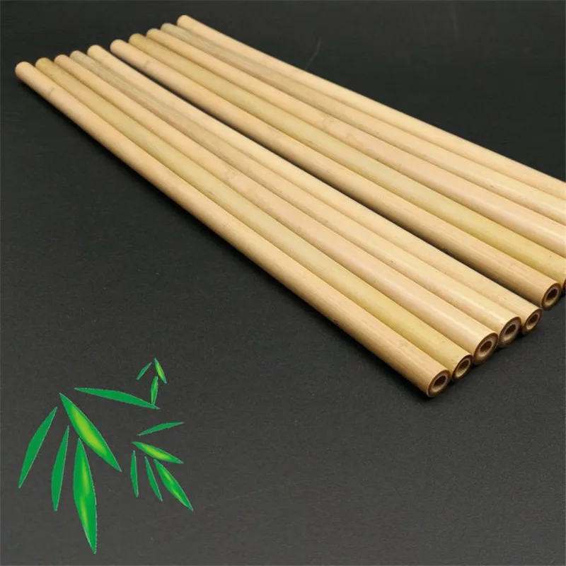 10Pcs/lot Bamboo Drinking Straws Reusable Organic Bamboo Straw Set with Brush Bag 23cm Wood Bamboe Straws Drinking For Party