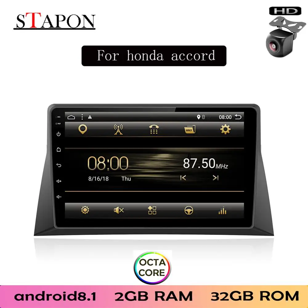 STAPON 10 дюймов для honda accord 2008 Android 8 1 2GBRAM Восьмиядерный автомобильный DVD MP5