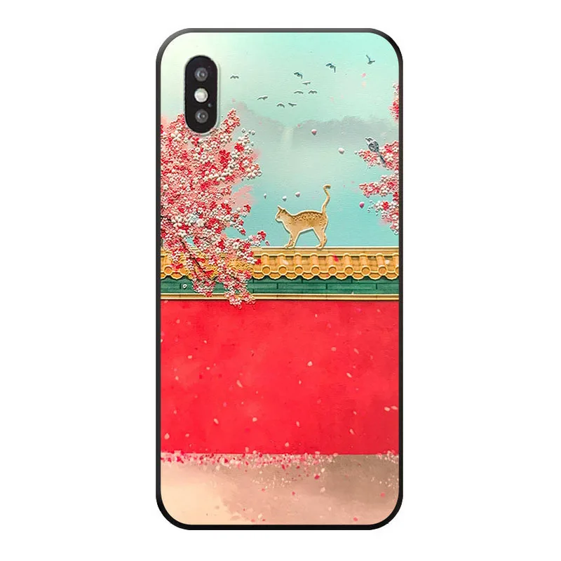 Китайский стиль Дворцовая стена ленивый кот телефонные чехлы для mate 10pro Honor Play huawei