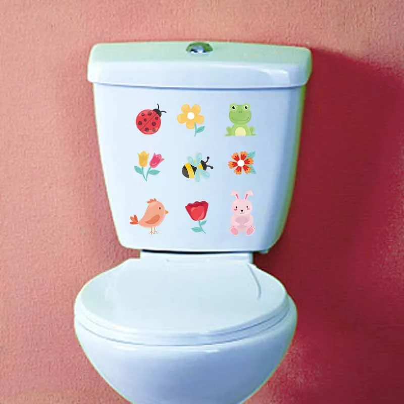 YOJA 22.4X23.4CM Cartoon Coloured Cute Animals Living Room Home Decor Toilet Decal Wall Sticker Separable T5-1098 | Дом и сад