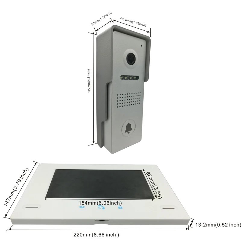 7" inch Touch Button Video Intercom Door Phone 650 TVLine Outdoor Camera for Home remote controlled by Smartphones | Безопасность и