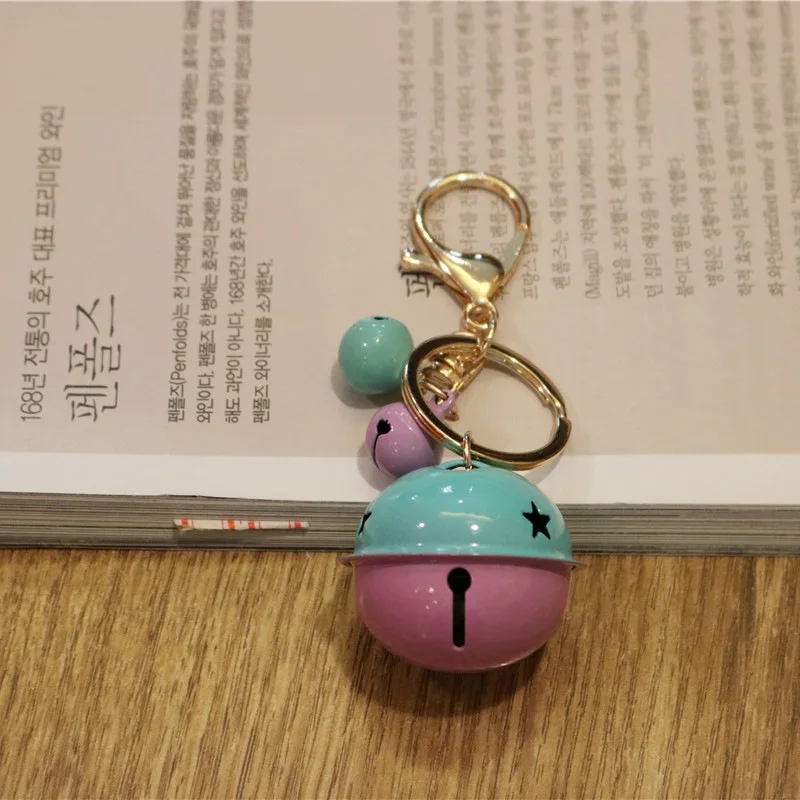 Fashion Stitching Color Metal Bell Key Ring Men and Women Bag Pendant Anti-theft Ornaments Accessories Car Keychain Keyring | Украшения и