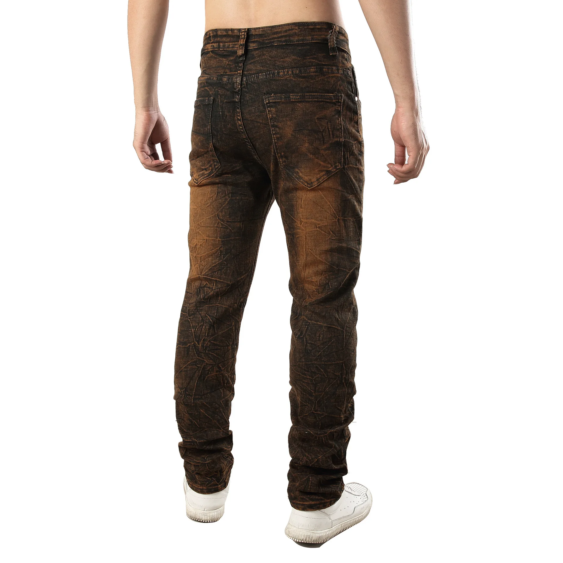 Весенние новые модные эластичные джинсы для мужчин Брендовые джинсовые брюки