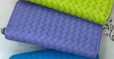 Purple Кошелек из овечьей кожи, женский и мужской кошелек из натуральной кожи, женские вязаные кошельки, черные длинные кошельки на молнии, клатч, вечерняя сумочка - Цвет: Purple
