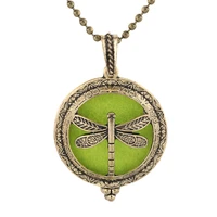2019 new aromatherapy jewelry dragonfly magnetic necklace vintage open lockets pendants perfume essential oil diffuser necklace