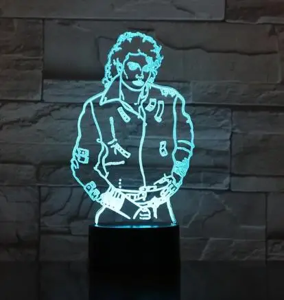 Model 5 XXXTentacion MJ Billie Eilish Johnny Hallyday 3D лампа Иллюзия светодиодный USB сенсорный RGB 7 цветов Фредди Меркьюри певец подарки другу - Испускаемый цвет: Model 5