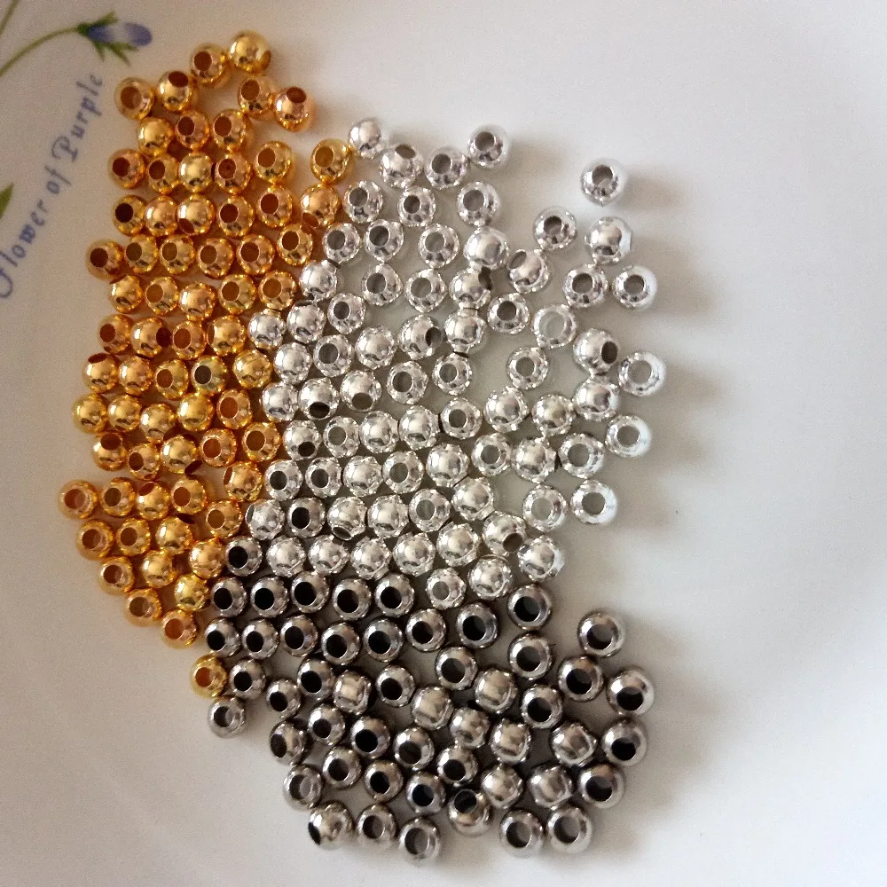 

Hot 100pcs 4/6/ 8MM Iron Or Brass Hollow Glossy Beads Round Ball Beads Spacer Beads Diy Jewelry Accessories Findings