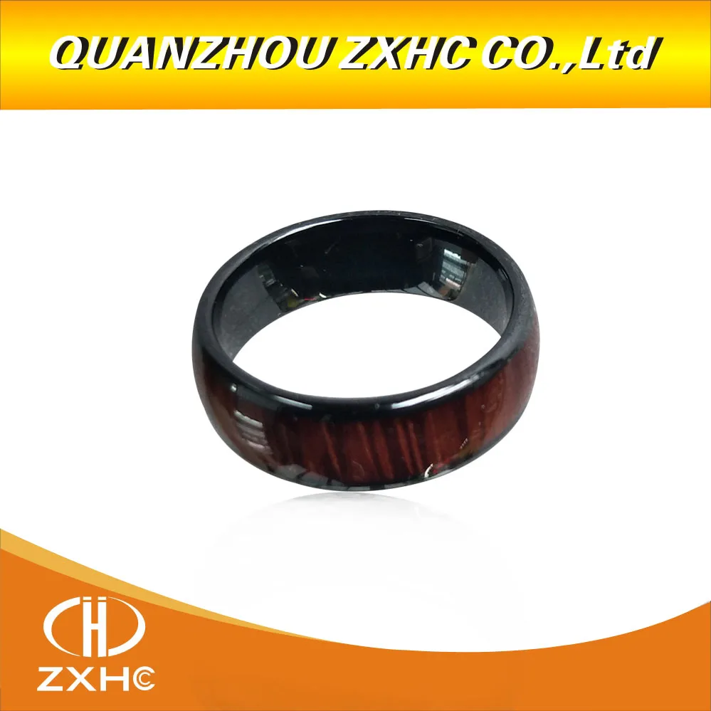 

125KHZ/13.56MHZ T5577 or UID chip RFID Wood color Ceramics Smart Finger Ring Wear for Men or Women