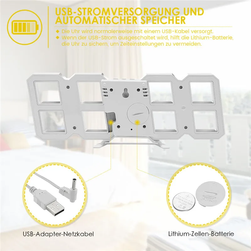 Digoo DC-K4 современные настенные часы большой 3D светодиодный цифровой настольные