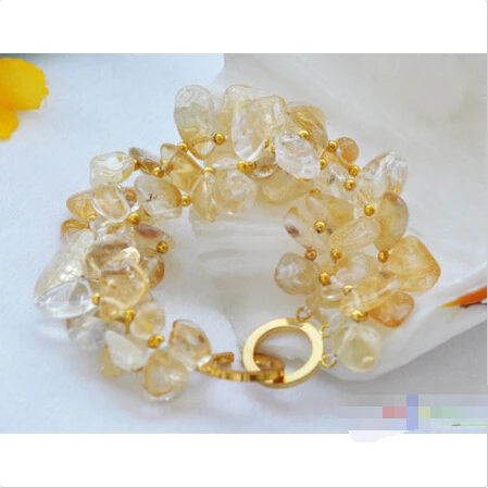 

Free shipping S1437 2row 8" 14mm yellow massive bracelet