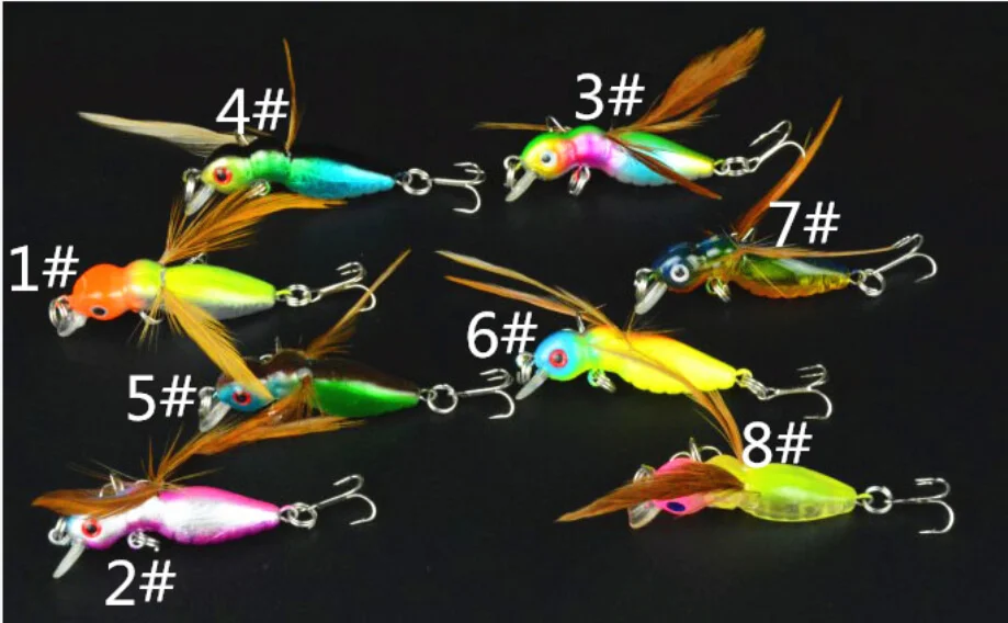 

8pcs 4.5cm/3.4g Saltwater Cicada Crank baits Fishing Lure Bass Baits Flies Treble Tackle Hook All Position Sea Ocean River Lake