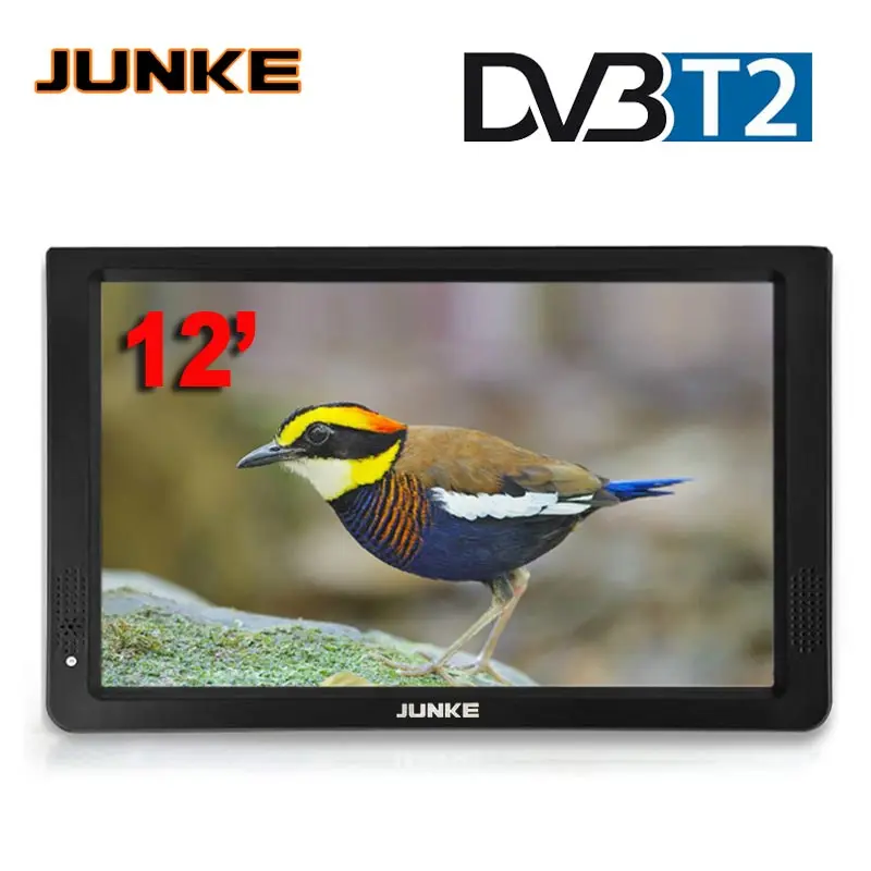 JUNKE 12 дюймов HD Портативный ТВ DVB-T2 цифровой и аналоговый мини маленький автомобильный телевизор Поддержка USB SD карты MP4 Mp5 AC3 1200 мАч батарея