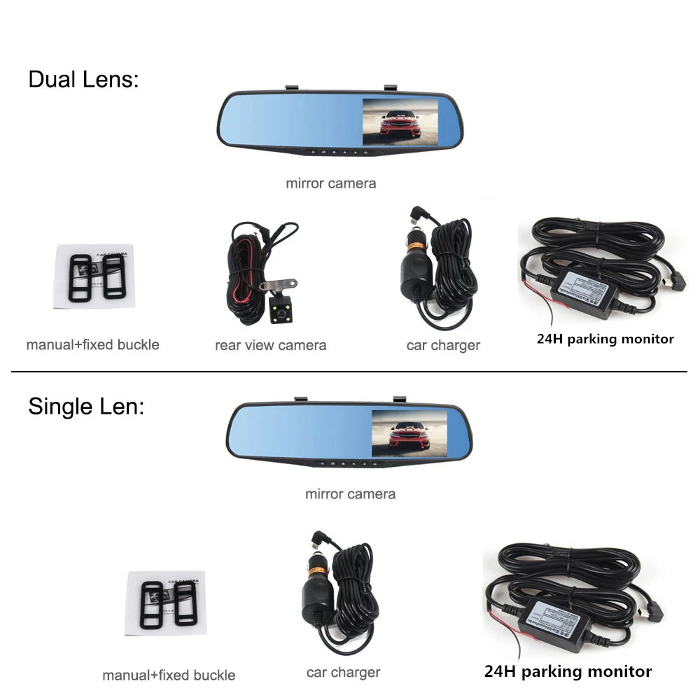 Yashianda 4.3 Inch Car Parking Monitor HD 1080P LED Display DVR Camera 170 Degree Wide Angle G-Sensor Support | Автомобили и