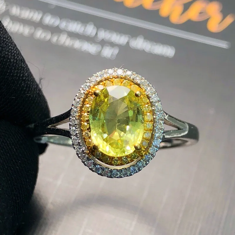 Ювелирные изделия настоящее чистое 18 K Белый Золотой 100% натуральный хризоберил