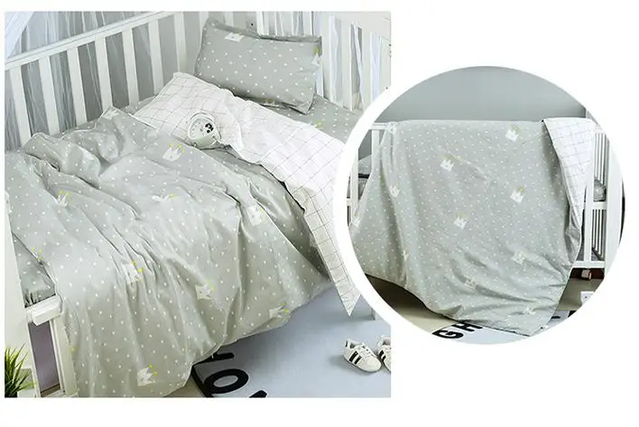 

Good Quality Cute crown Baby Bedding Set For Girls Pure Cotton Baby Bed Linen For Crib Cot Kit,Duvet/Sheet/Pillow, with filling