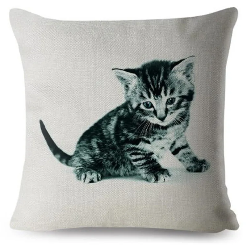 Симпатичная наволочка для диванной подушки с изображением кота 45*45 см квадратная