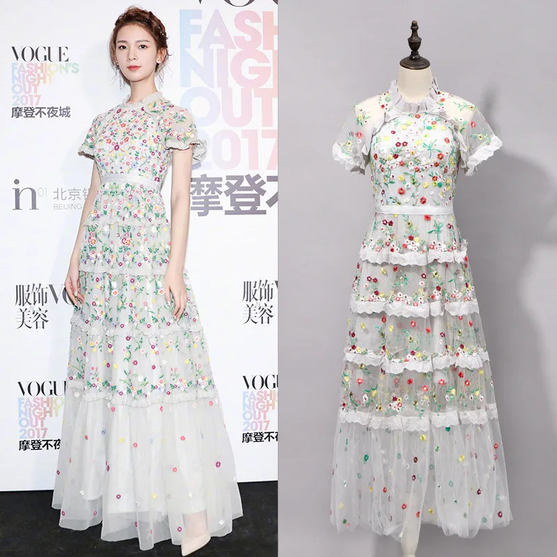 Новинка 2019 года тяжелые платья с короткими рукавами и вышивкой В индустриальном