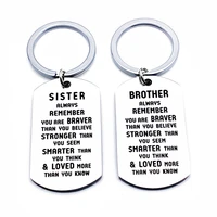 new diy stainless steel key chain brothersister remember you are brave keychain bag car key ring party gift k2195