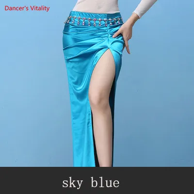 sky blue skirt Профессиональный танец живота одежда сетки сексуальные длинные рукава топ+ длинная юбка 2 шт танец живота набор для женщин Танец живота Костюм - Цвет: sky blue skirt