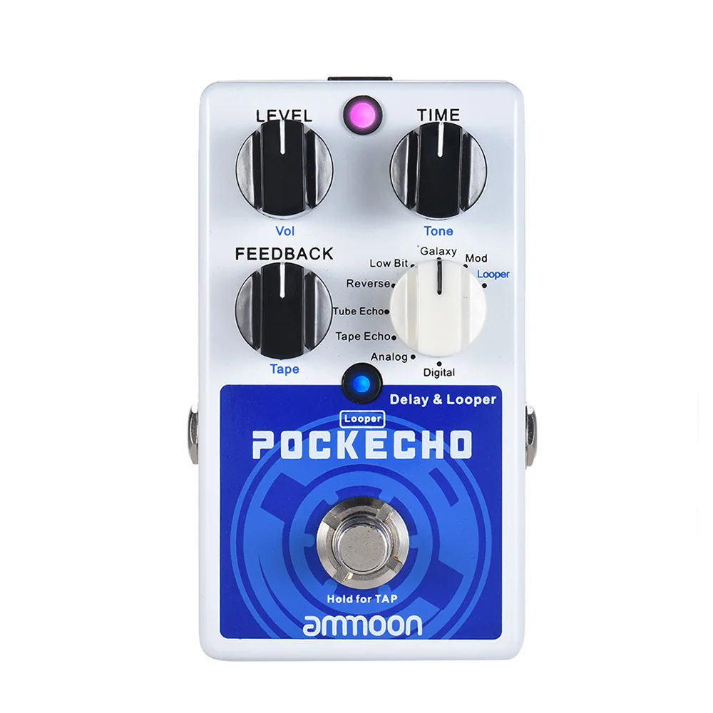Педаль для гитары ammoon POCKECHO педаль с задержкой и фиксацией 8 эффектов задержки 300