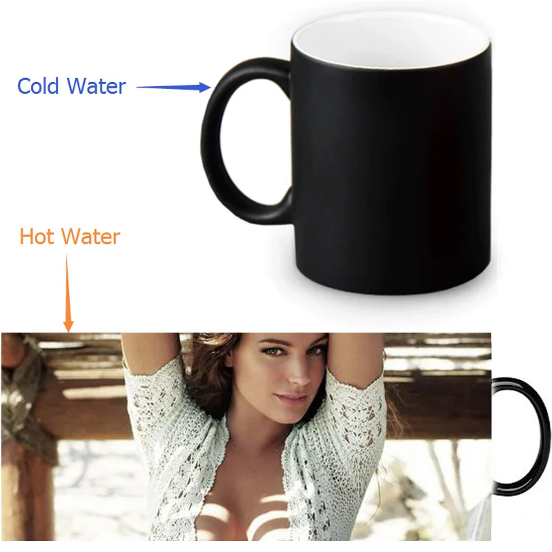 Кофейные кружки Kelly Brook термочувствительные черного цвета белые 350 мл|morphing mug|white